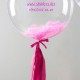 Большой прозрачный шар с индивидуальной надписью и перьями розовыми 50 см
