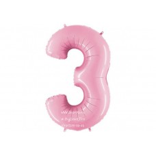 Цифра 3 розовая пастель