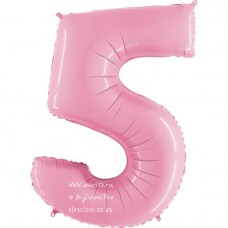 Цифра 5 розовая пастель
